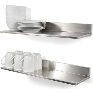 Wallniture Plat Stainless Steel Wall Shelf Heavy Duty 2 pack 24”